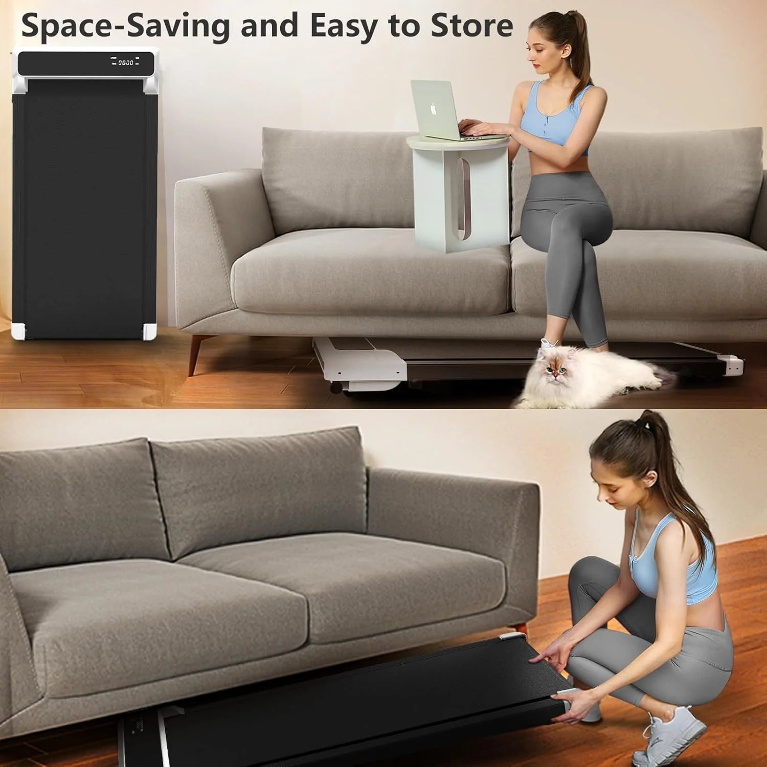 Walking Pad with Incline, Walking Pad Treadmill 2 in 1 Walking Pad for Walking and Jogging, 2.5HP Compact Treadmill for Home Office with Remote Control, LED Display