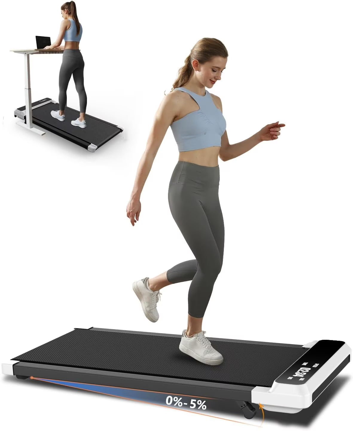 Walking Pad with Incline, Walking Pad Treadmill 2 in 1 Walking Pad for Walking and Jogging, 2.5HP Compact Treadmill for Home Office with Remote Control, LED Display